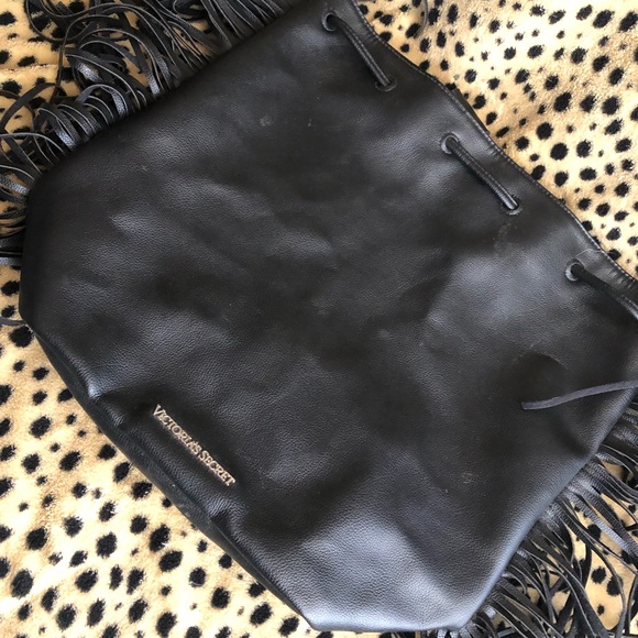 Victoria's Secret Handbags - Victoria’s Secret Fringe Black Backpack